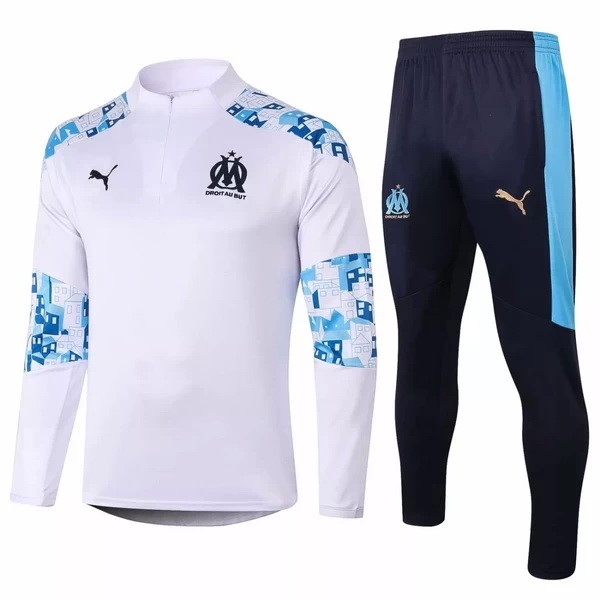 Survetement Football Marseille 2020-21 Blanc Bleu